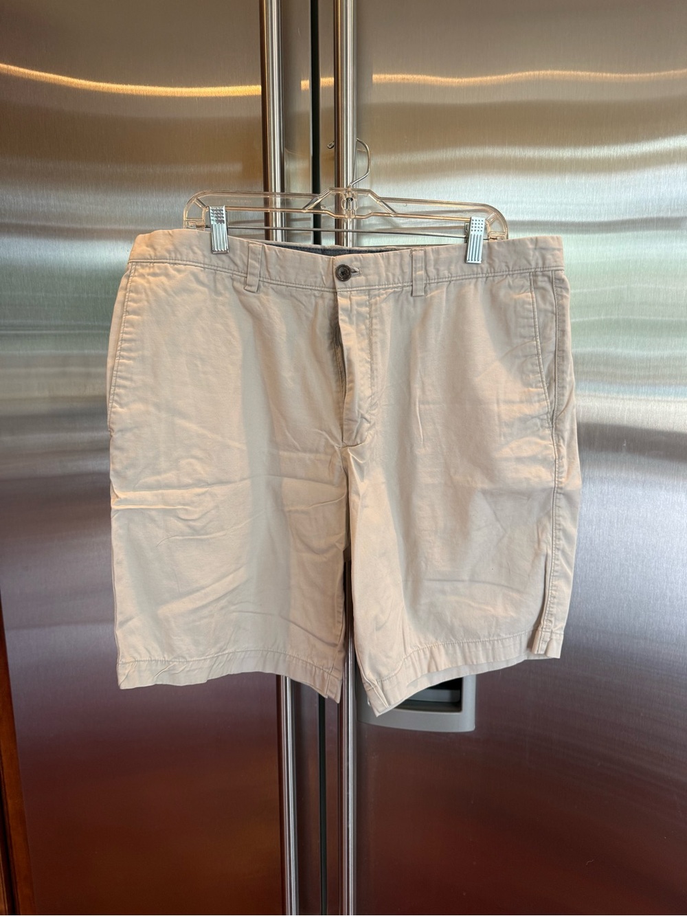 Banana Republic Light Khaki Flat-Front Cotton Shorts